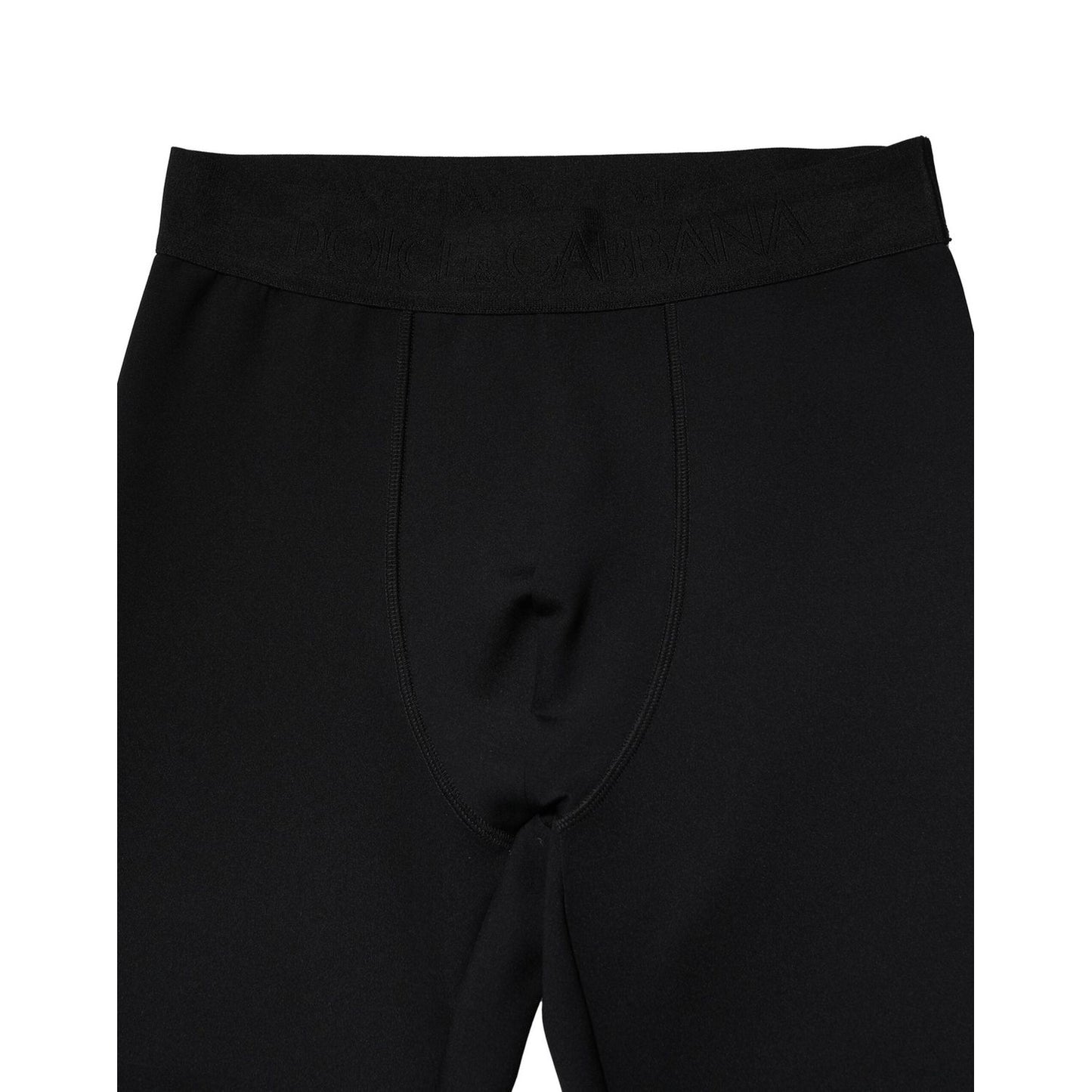 Dolce & Gabbana Black Nylon Elastic Logo Men Leggings Pants PAN75356-2