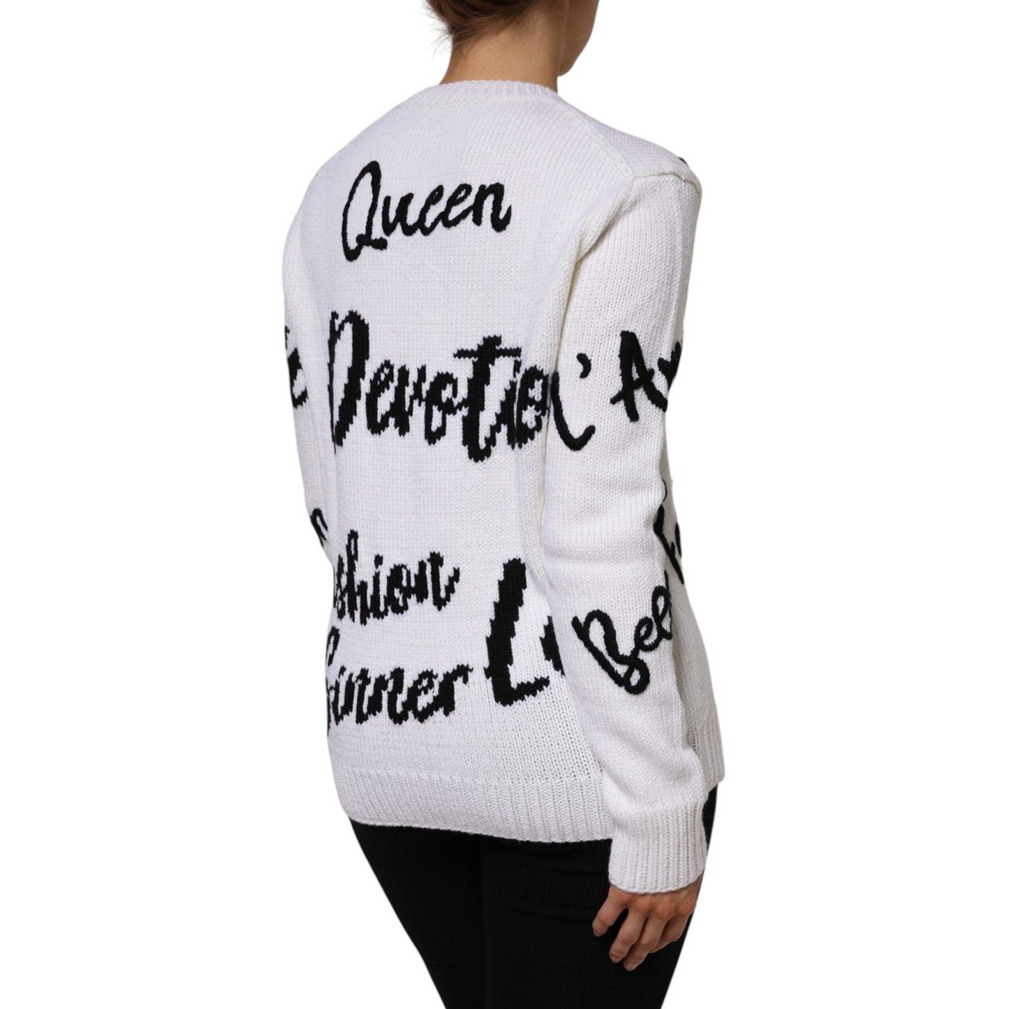 Dolce & Gabbana White Wool Knit Crew Neck Pullover Sweater TSH87546-36