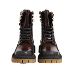 Dolce & Gabbana Brown Black Leather Boots Zipper Lace Up Shoes MV7397-40