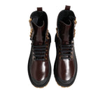 Dolce & Gabbana Brown Black Leather Boots Zipper Lace Up Shoes MV7397-40
