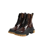 Dolce & Gabbana Brown Black Leather Boots Zipper Lace Up Shoes MV7397-40