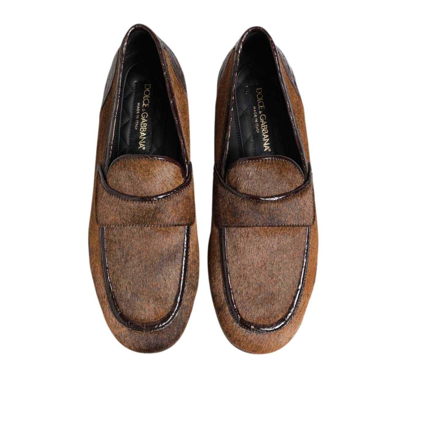 Dolce & Gabbana Brown Loafers Leather Slip On Men Dress Shoes MV7408-39