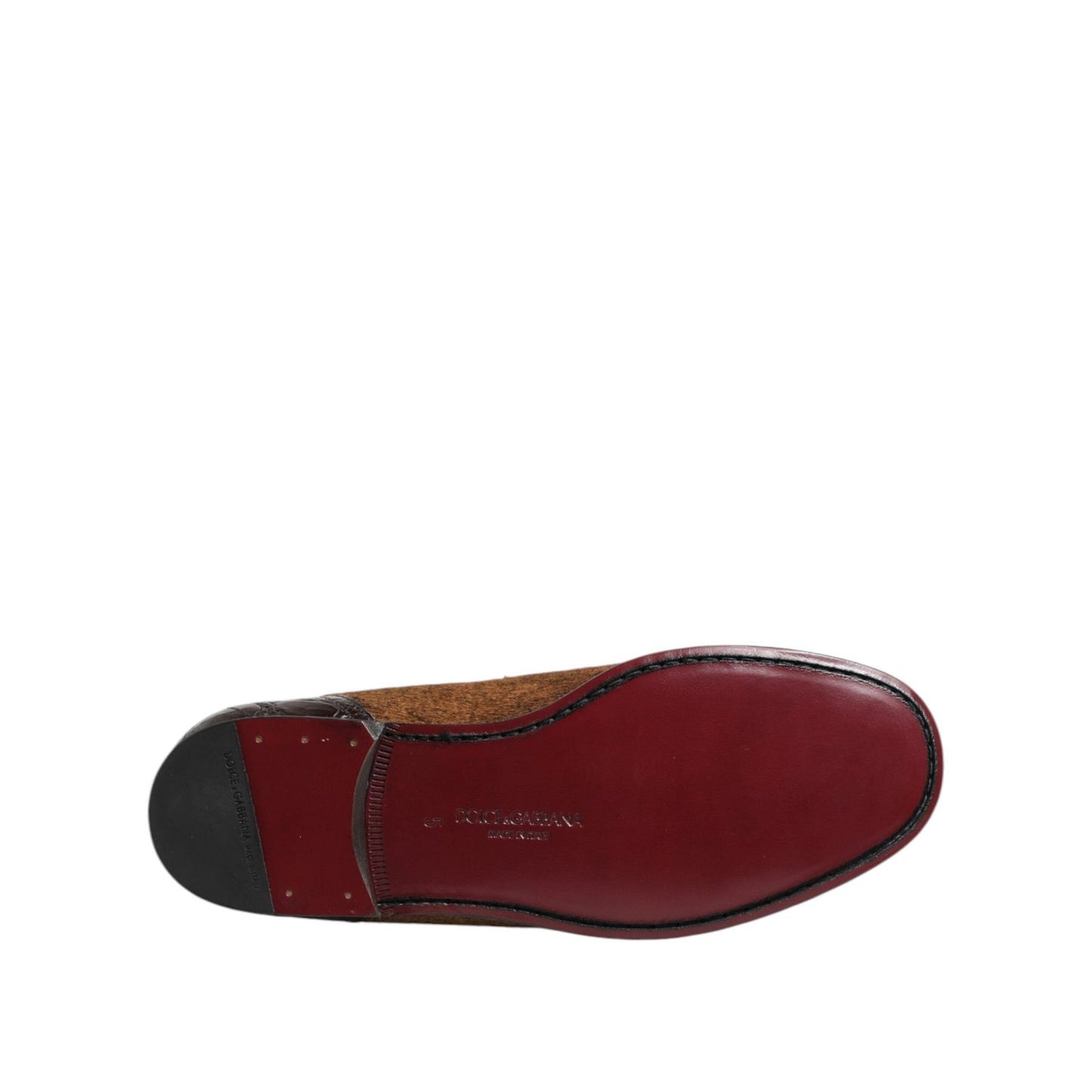 Dolce & Gabbana Brown Loafers Leather Slip On Men Dress Shoes MV7408-39
