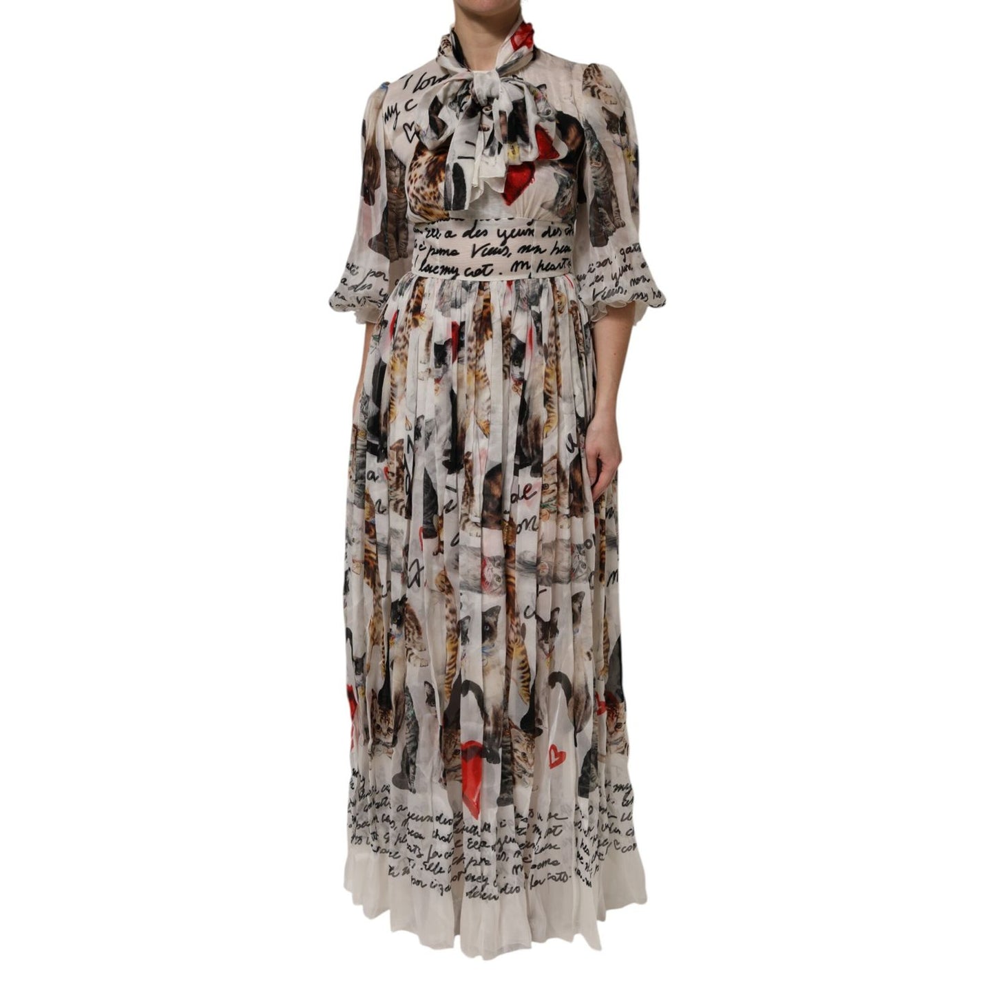 Dolce & Gabbana Multicolor Animal Print Silk Ascot Maxi Dress DR81747-40