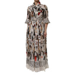 Dolce & Gabbana Multicolor Animal Print Silk Ascot Maxi Dress DR81747-40