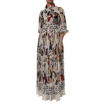 Dolce & Gabbana Multicolor Animal Print Silk Ascot Maxi Dress DR81747-40