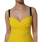 Dolce & Gabbana Yellow Polyester Sleeveless Sheath Midi Dress DR81750-42