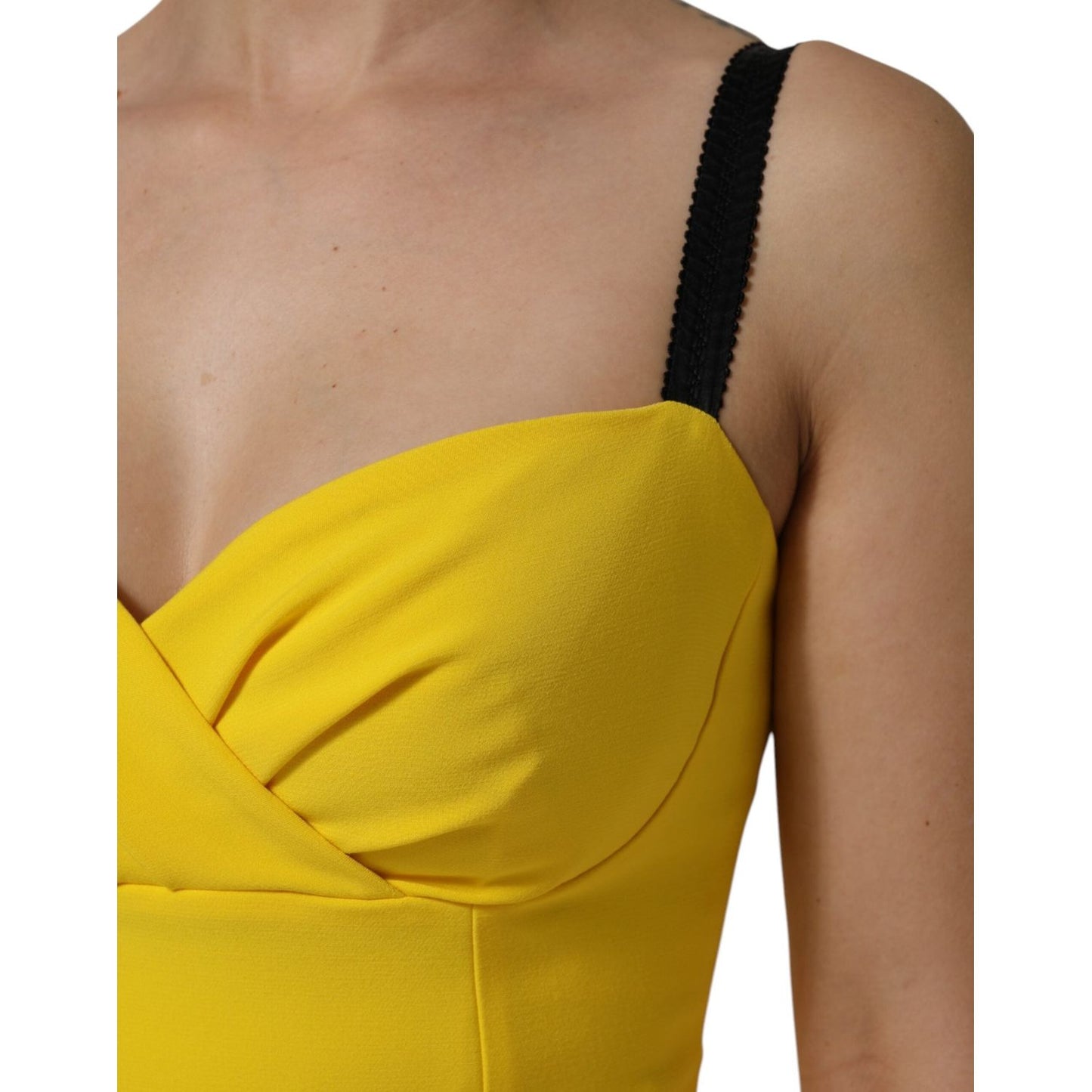 Dolce & Gabbana Yellow Polyester Sleeveless Sheath Midi Dress DR81750-42