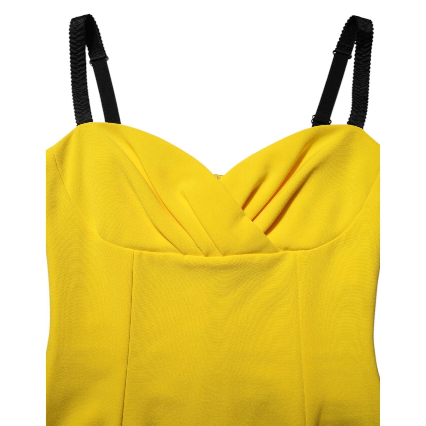 Dolce & Gabbana Yellow Polyester Sleeveless Sheath Midi Dress DR81750-42