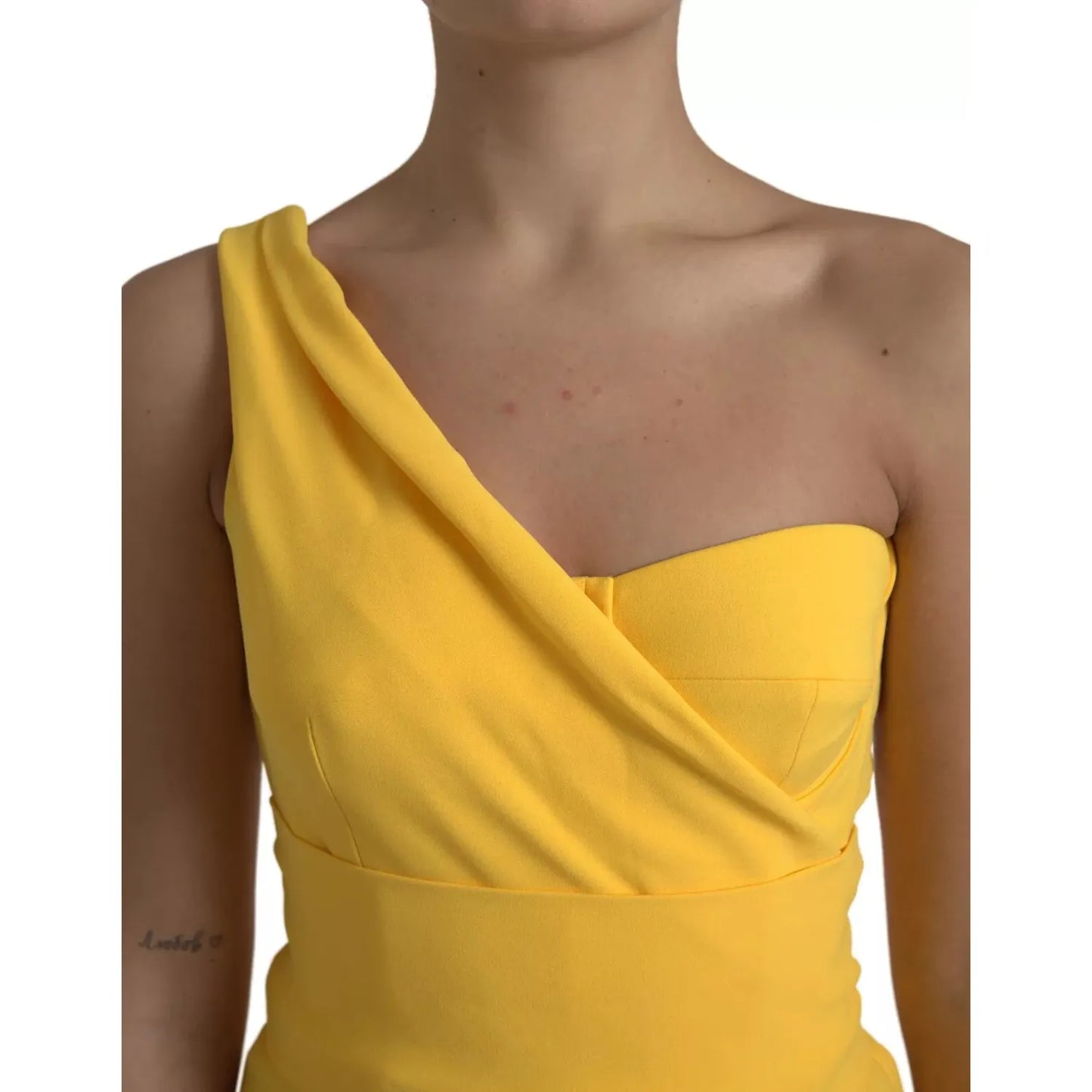 Dolce & Gabbana Yellow One Shoulder Side Slit Sheath Dress DR81756-44