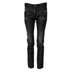 Dsquared² Black Washed Cotton Mid Waist Skinny Jeans PAN74489-38