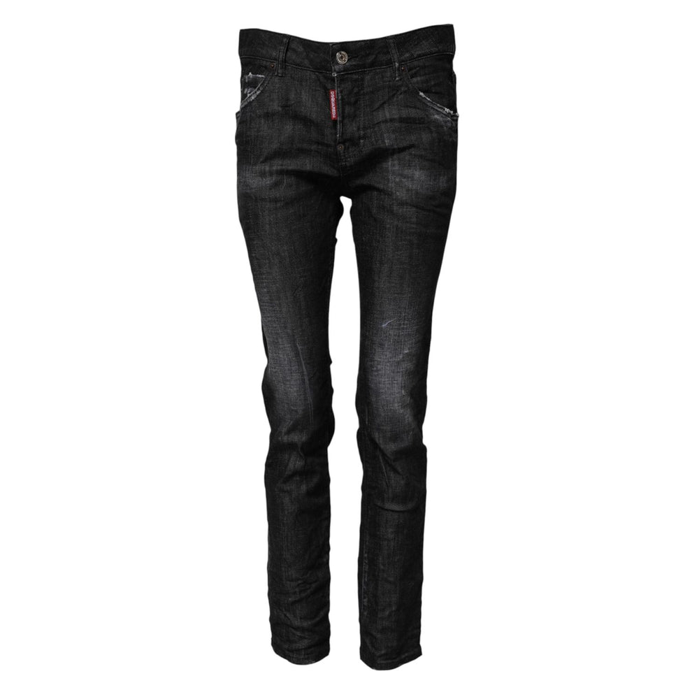 Dsquared² Black Washed Cotton Mid Waist Skinny Jeans PAN74489-38