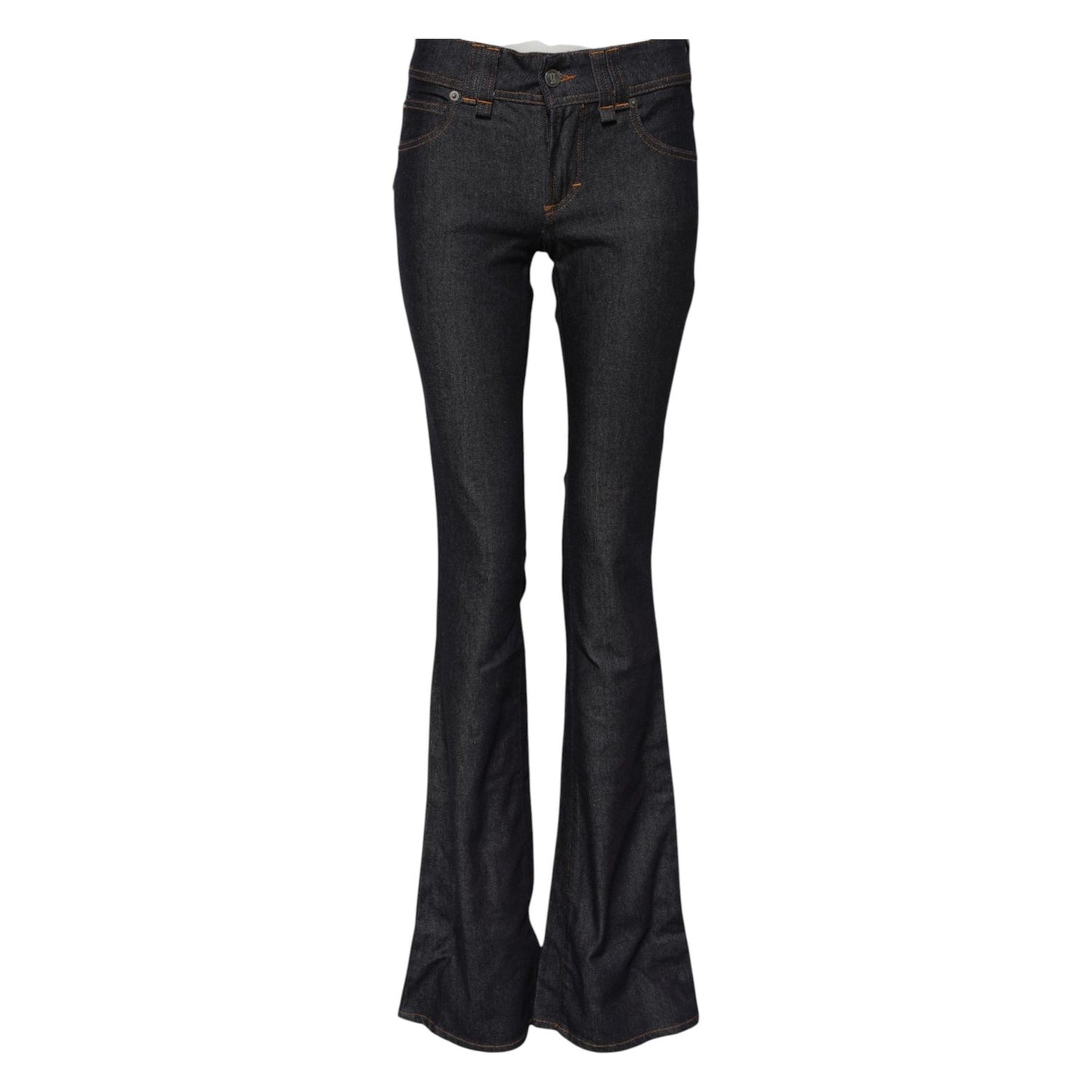 John Galliano Blue Mid Waist Cotton Wide Leg Denim Jeans