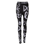 Dolce & Gabbana Black Polyester Logo Print Mid Waisted Pants PAN76300-38