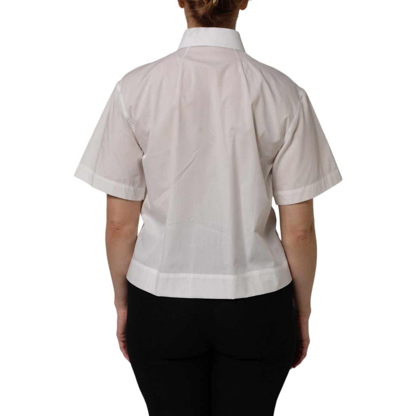 Dolce & Gabbana White Cotton Short Sleeves Collared Top Shirt TSH906912-42