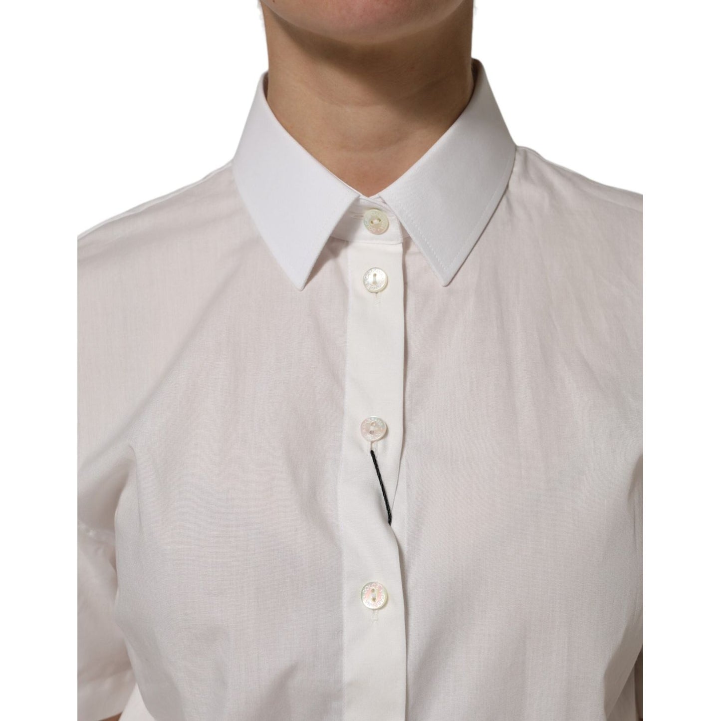 Dolce & Gabbana White Cotton Short Sleeves Collared Top Shirt TSH906912-42