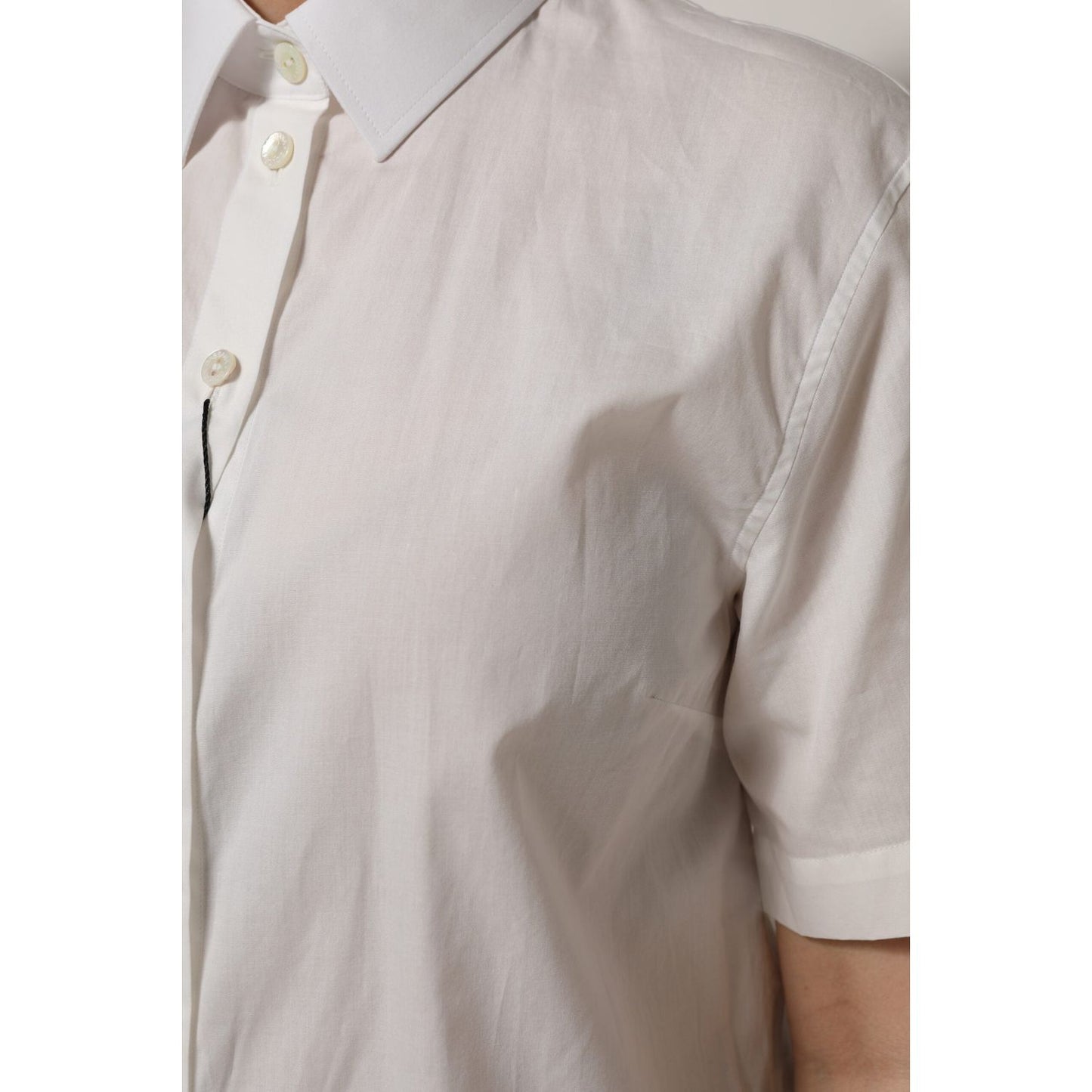 Dolce & Gabbana White Cotton Short Sleeves Collared Top Shirt TSH906912-42