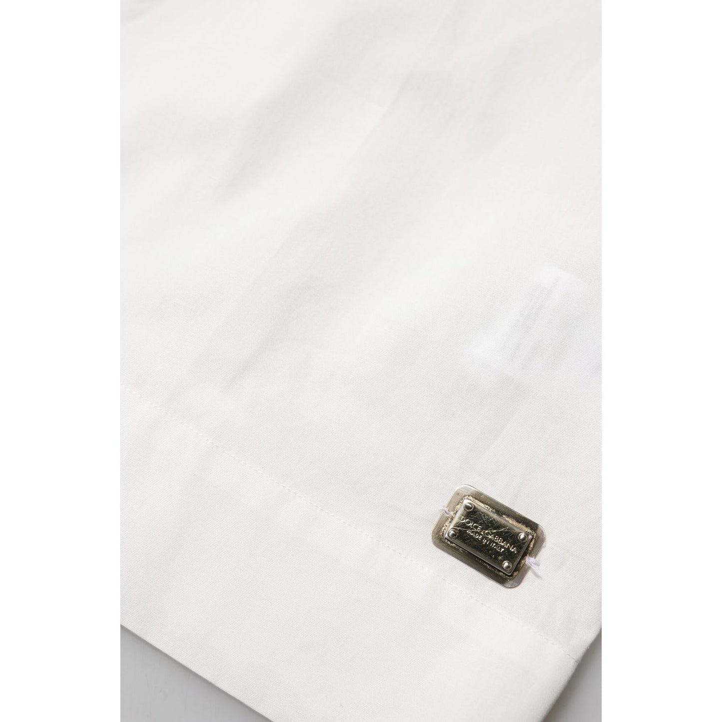 Dolce & Gabbana White Cotton Short Sleeves Collared Top Shirt