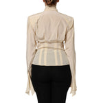 Dolce & Gabbana Light Yellow Silk Ascot Collared Blouse Top