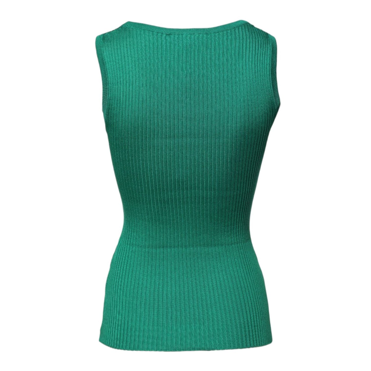 Dolce & Gabbana Green Silk Sleeveless Round Neck Tank Top TSH90678-40