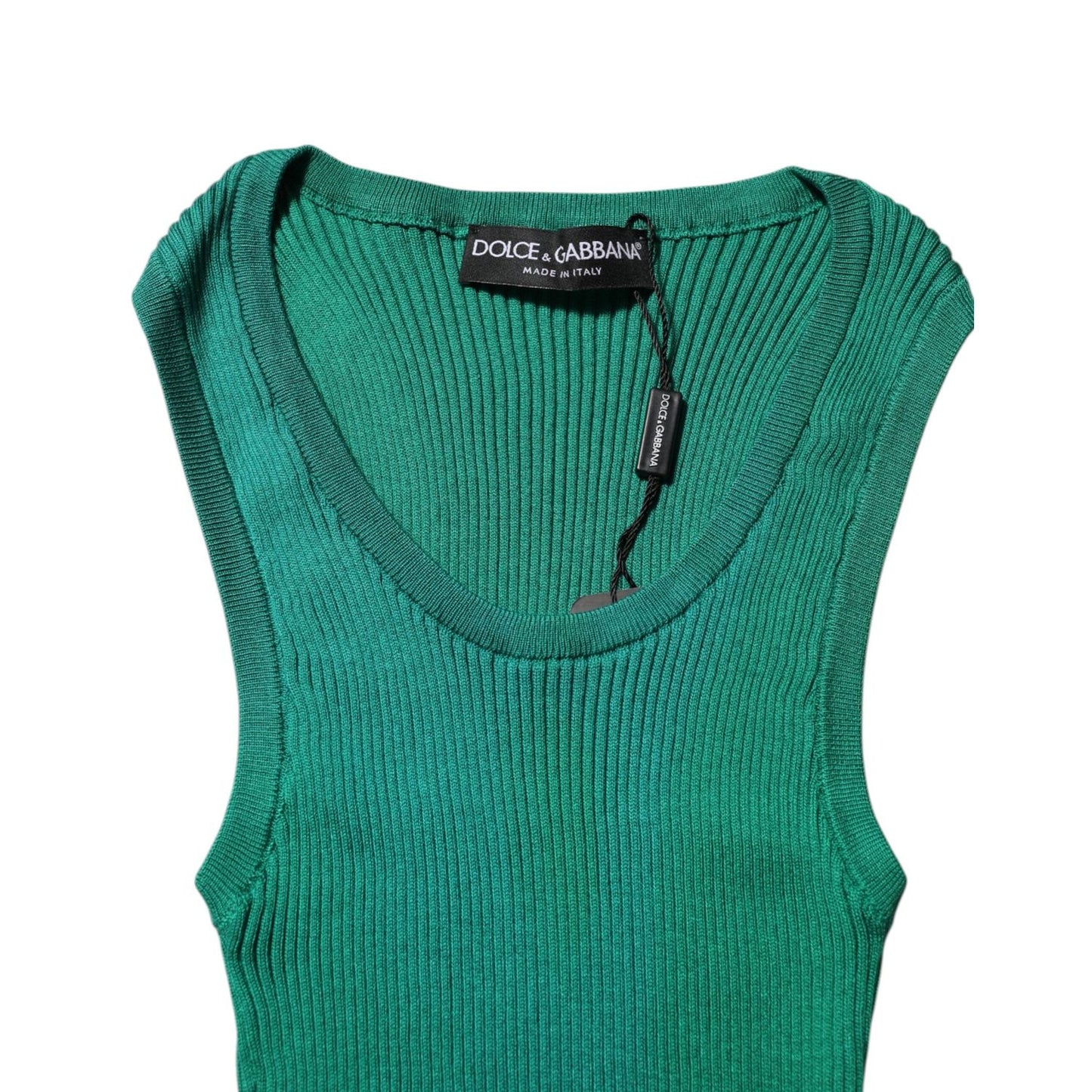 Dolce & Gabbana Green Silk Sleeveless Round Neck Tank Top TSH90678-40