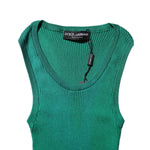 Dolce & Gabbana Green Silk Sleeveless Round Neck Tank Top TSH90678-40