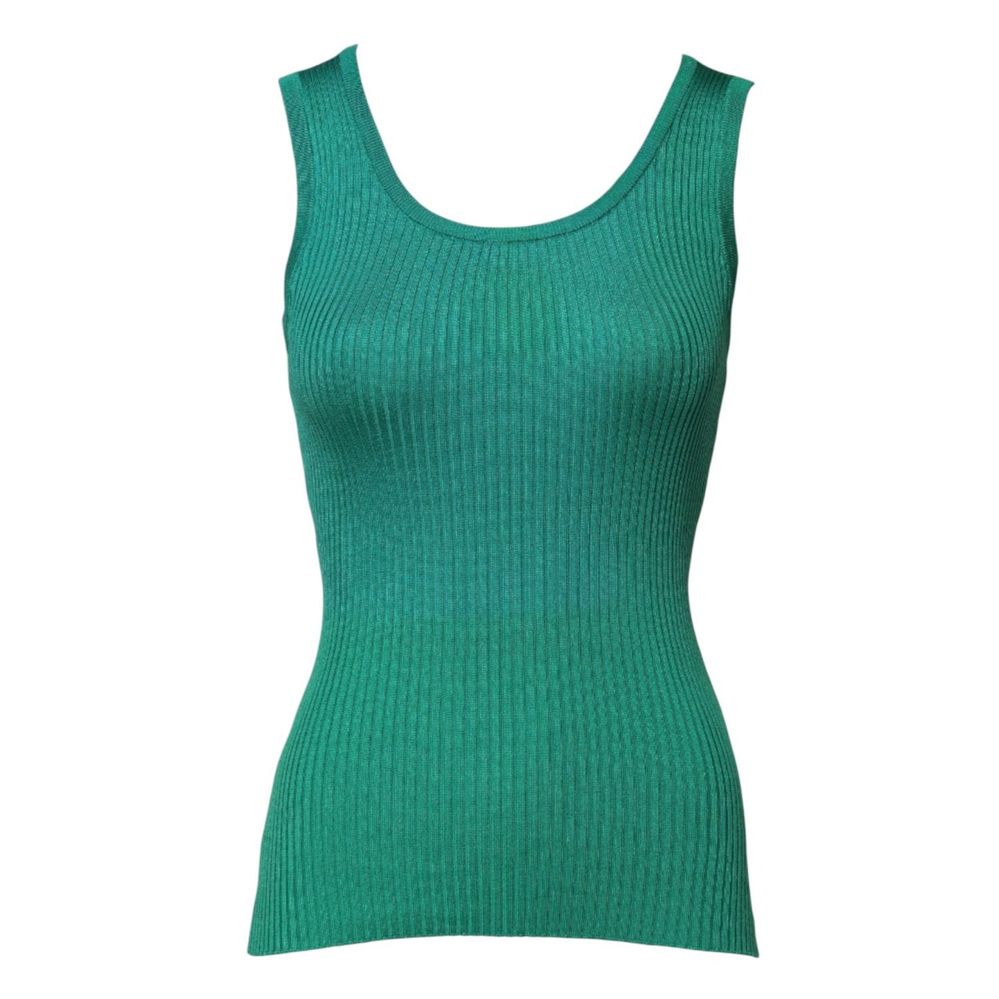 Dolce & Gabbana Green Silk Sleeveless Round Neck Tank Top TSH90678-40