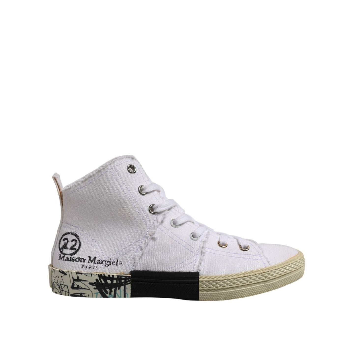 Maison Margiela White Lace Up Mid Top Women Sneakers Shoes LA12557-35