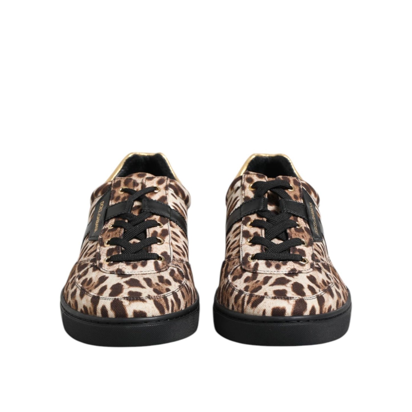 Dolce & Gabbana Brown Leopard Logo Print Cotton Sneakers Shoes MV7487-44