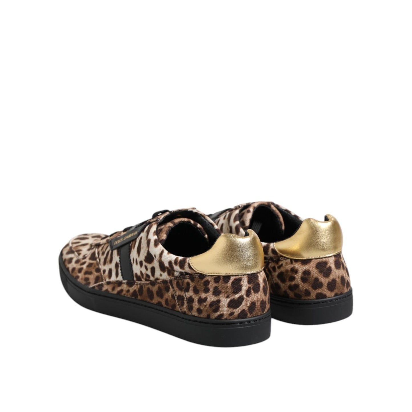 Dolce & Gabbana Brown Leopard Logo Print Cotton Sneakers Shoes MV7487-44