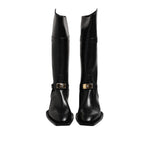 Dolce & Gabbana Black Leather High Boots Flats Shoes MV7534-43