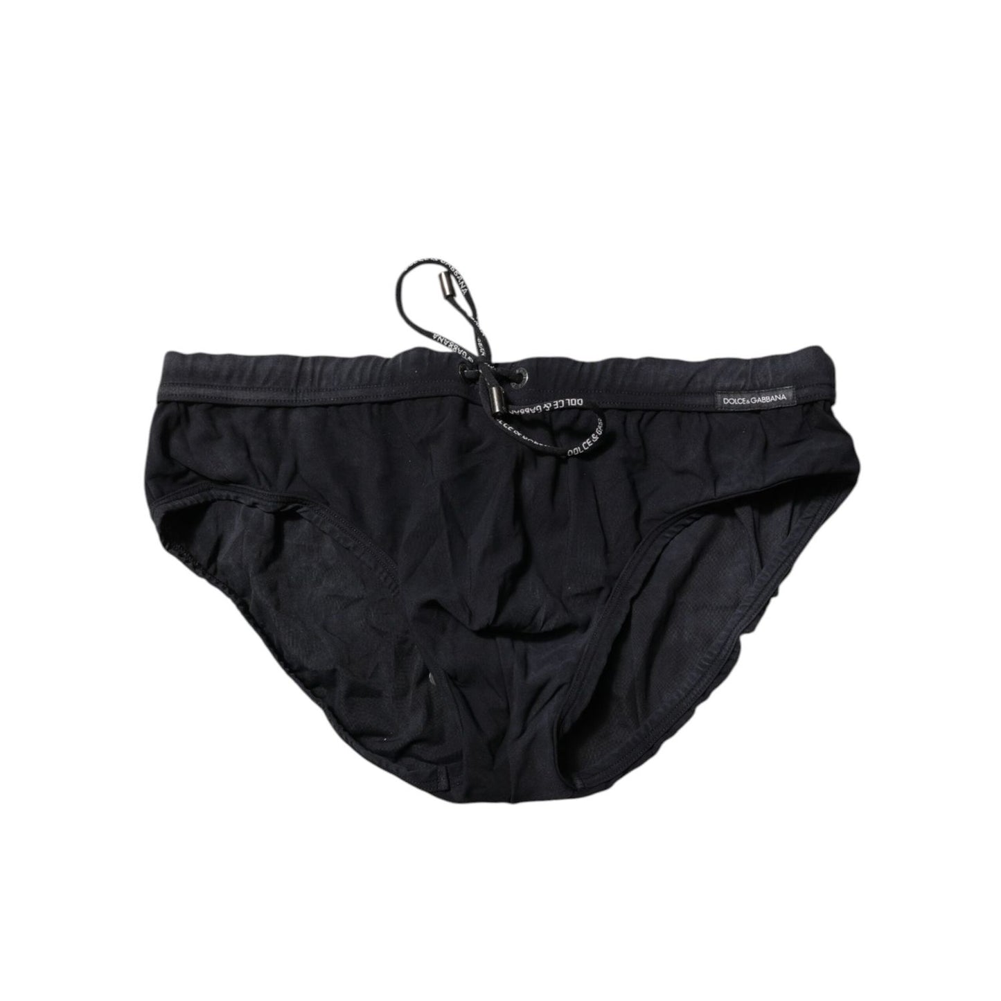 Dolce & Gabbana Black Drawstring Men Beachwear Brief Swimwear