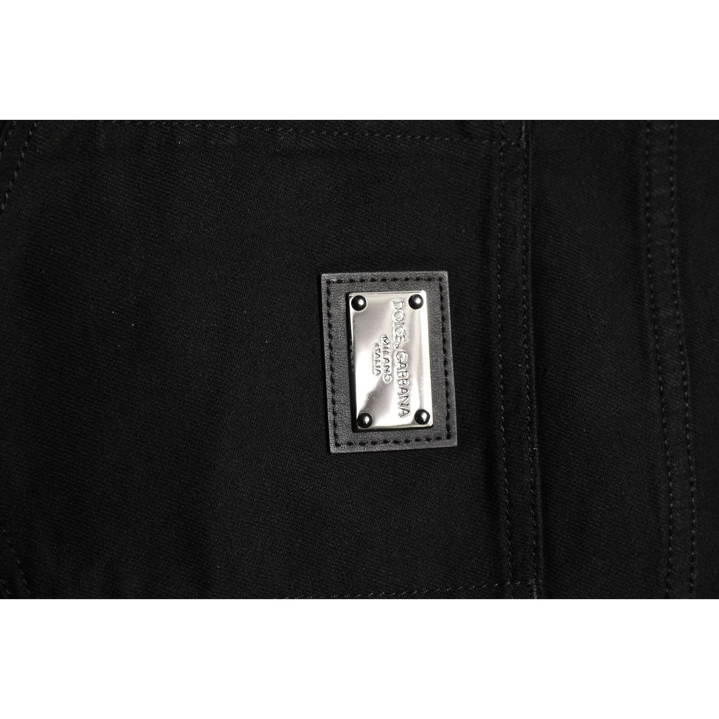Dolce & Gabbana Black Cotton Logo Plaque Denim Jeans