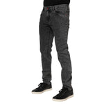 Dolce & Gabbana Black Washed Cotton Logo Plaque Denim Jeans