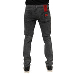 Dolce & Gabbana Black Washed Cotton Logo Plaque Denim Jeans
