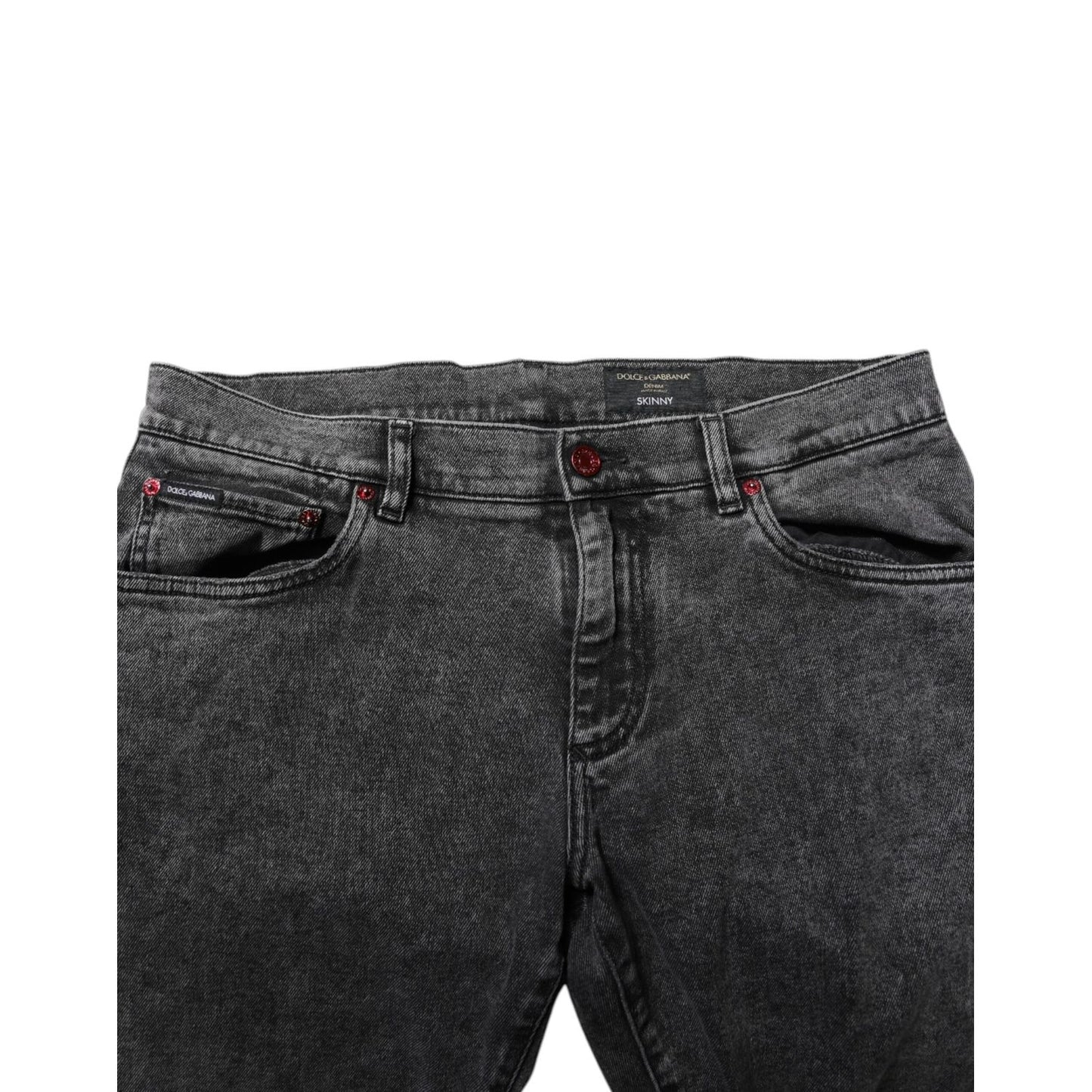 Dolce & Gabbana Black Washed Cotton Logo Plaque Denim Jeans