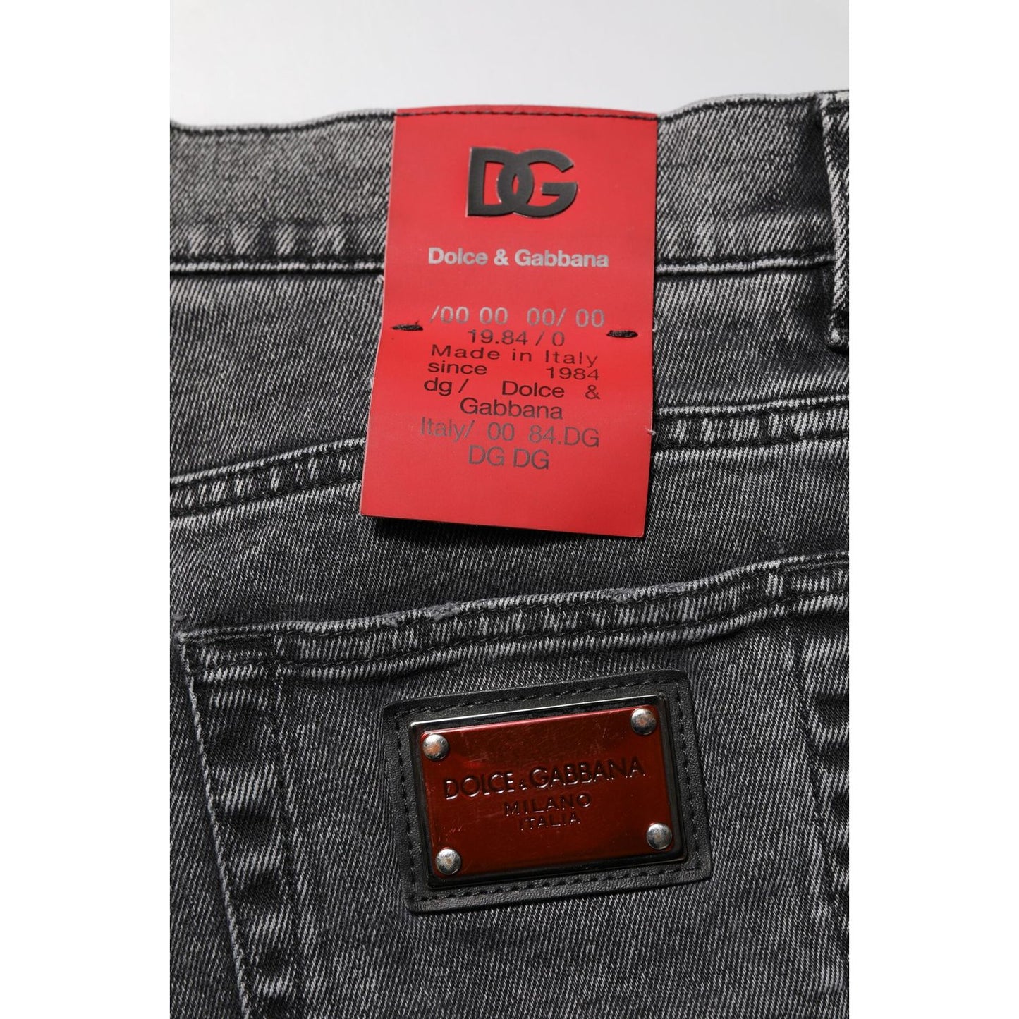 Dolce & Gabbana Black Washed Cotton Logo Plaque Denim Jeans