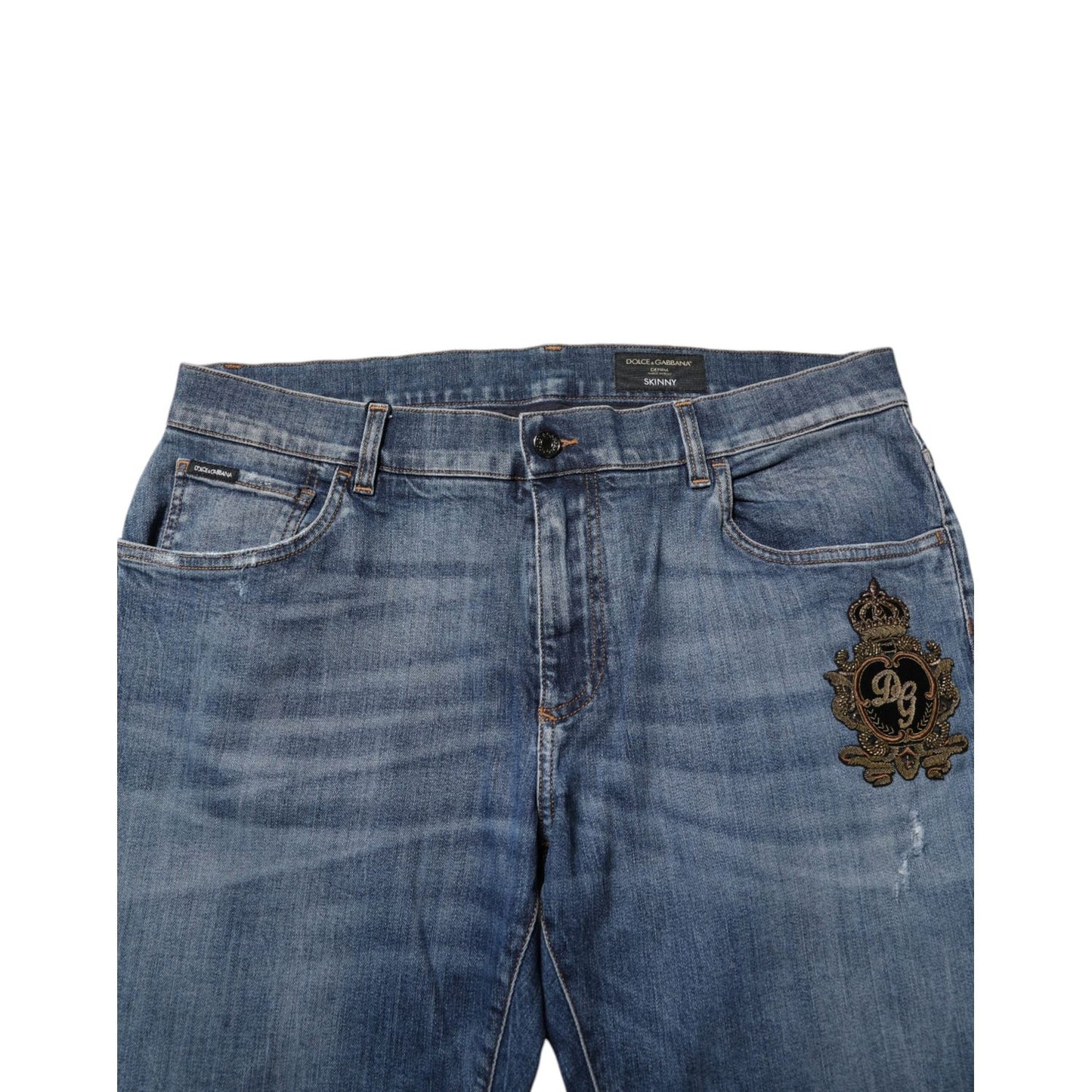 Dolce & Gabbana Blue Logo Embroidery Denim Jeans