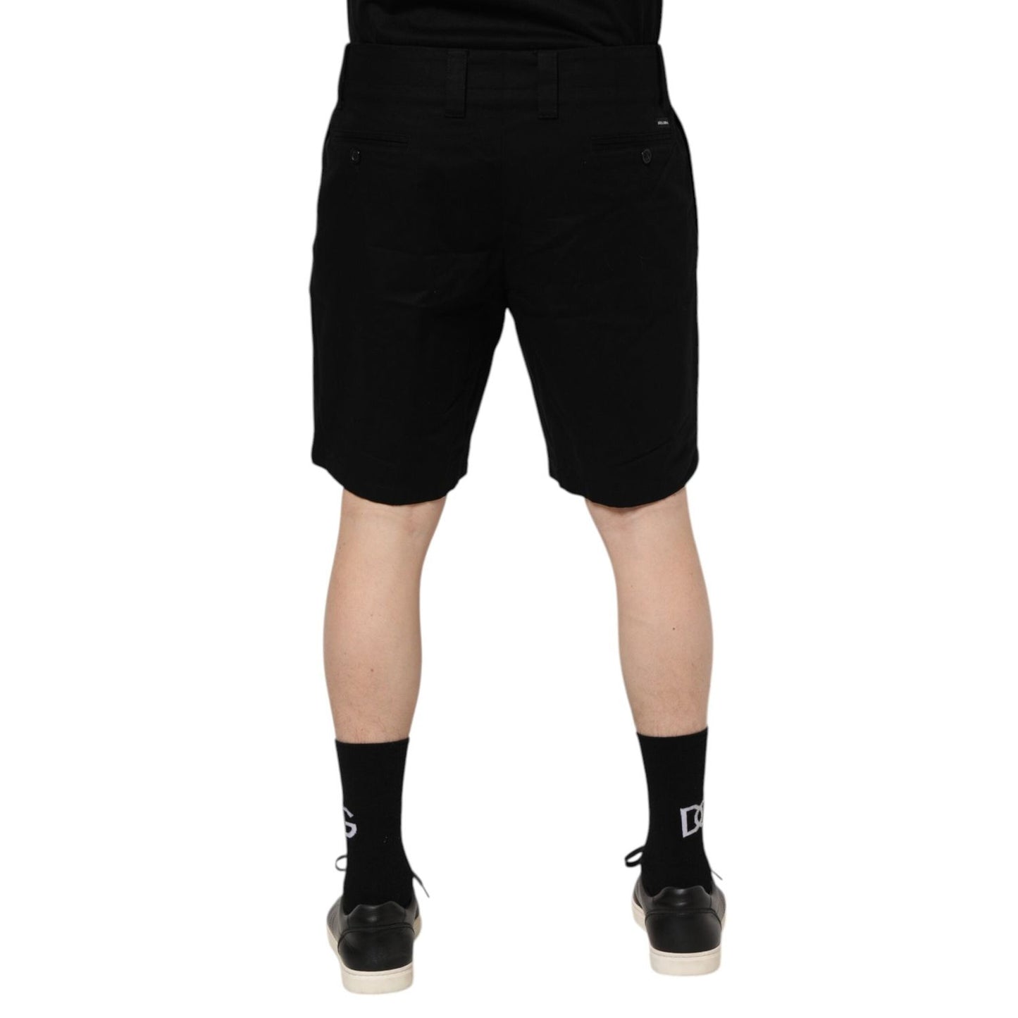 Dolce & Gabbana Black Cotton Knee Length Men Bermuda Shorts PAN76826-50