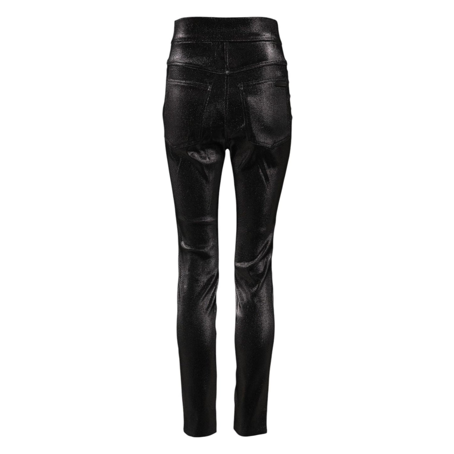 Dolce & Gabbana Black Cotton Stretch Silver Lurex Thread Pants PAN75097-40