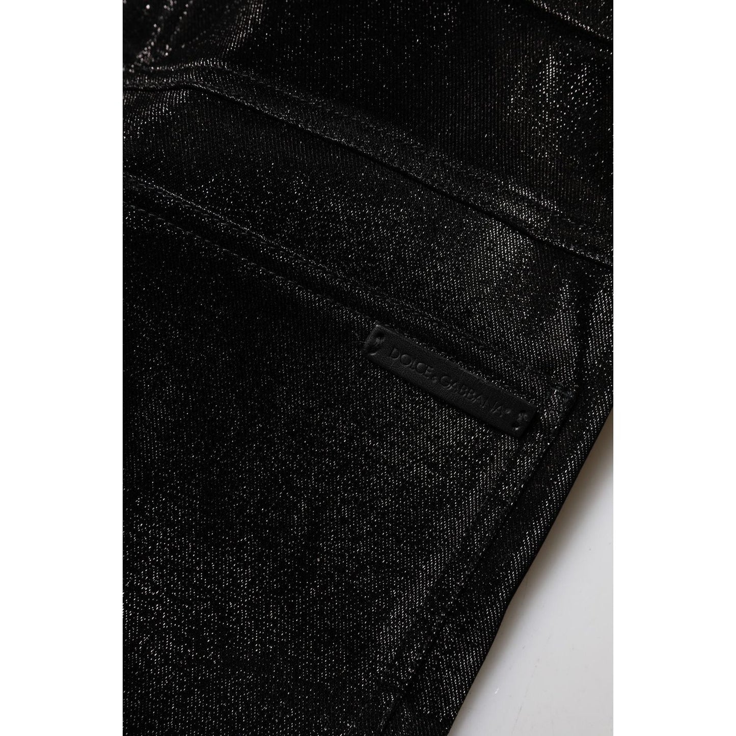 Dolce & Gabbana Black Cotton Stretch Silver Lurex Thread Pants PAN75097-40