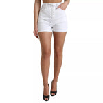 Dolce & Gabbana White Front Lace High Waist Hot Pants Shorts