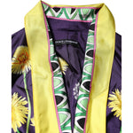 Dolce & Gabbana Blue Floral Print Silk Long Sleeves Wrap Robe JKT41482-46