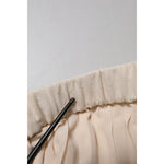 Peserico Beige Polyester Pleated A-line High Waist Midi Skirt