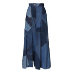 Dolce & Gabbana Blue Denim Long Maxi Patchwork Cotton Skirt