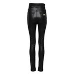 Dolce & Gabbana Black Leather High Waist Slim Fit Pants