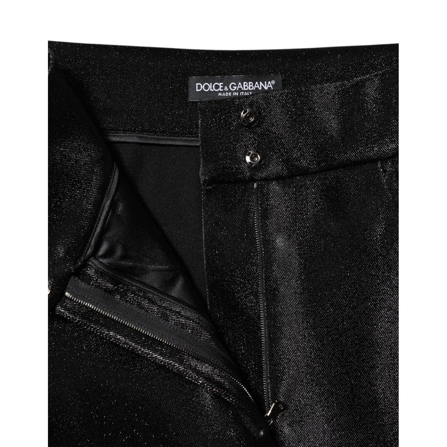 Dolce & Gabbana Black Cotton Stretch Lurex Thread Skinny Pants PAN75682-40