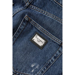 Dolce & Gabbana Blue Cotton Wide Leg Tattered Denim Jeans PAN75976-36