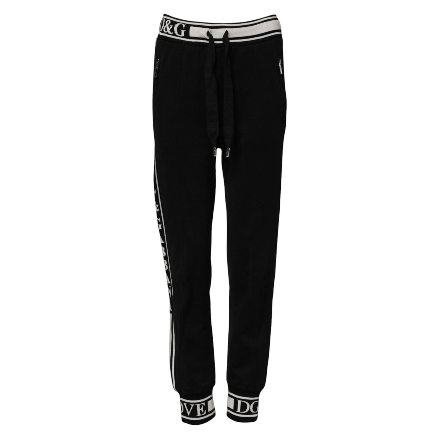 Dolce & Gabbana Black Cotton Jogger Logo Waist Pants PAN76103-38