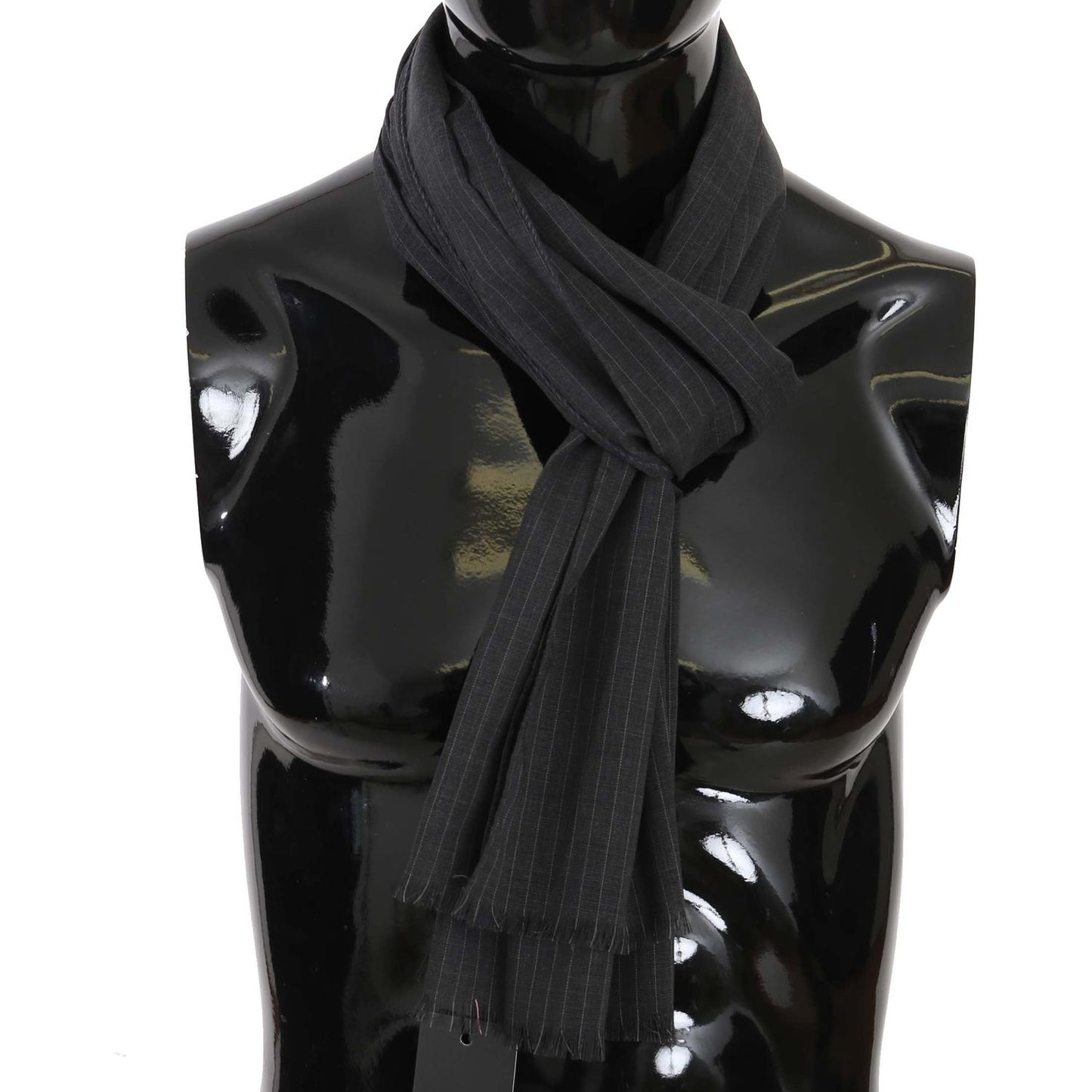 Dolce & Gabbana Gray 100% Wool Striped Pattern Wrap Scarf MS5180